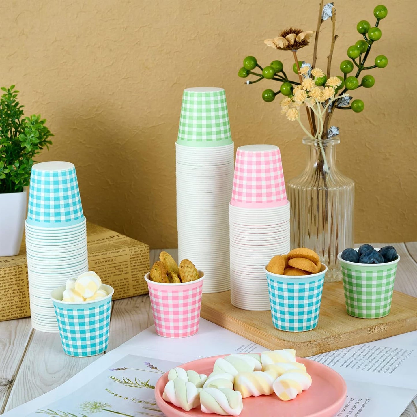 LITOPAK 720 Pack 3 oz Paper Cups, Colorful Disposable Bathroom Cups, Small Mouthwash Cups, Mini Snack Cups, and Disposable Paper Cups for Home, Bathroom, Picnic, Party, and Events.