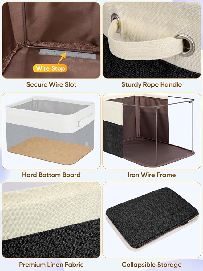 BALEINE Fabric Storage Bins for Shelves, Linen Storage Baskets for Organizing - Image 6