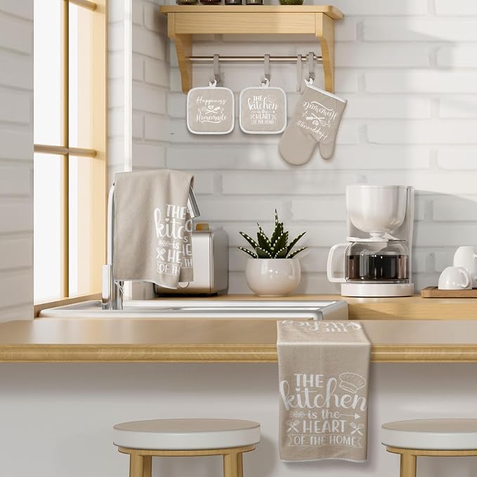 Sratte 6 Pcs Kitchen Decor Accessories Set Farmhouse Towels Pot Holders Oven - Image 3