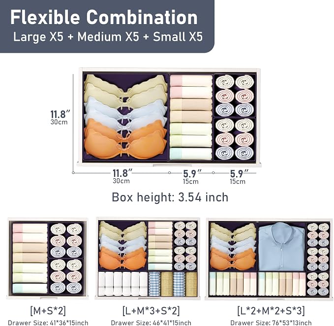 DIMJ Drawer Organizer Clothes 15 Pack - Image 2