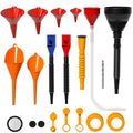 KJE 19 Pcs Automotive Funnel Set, Spout Replacements, Plastic Wide Mouth by KJE