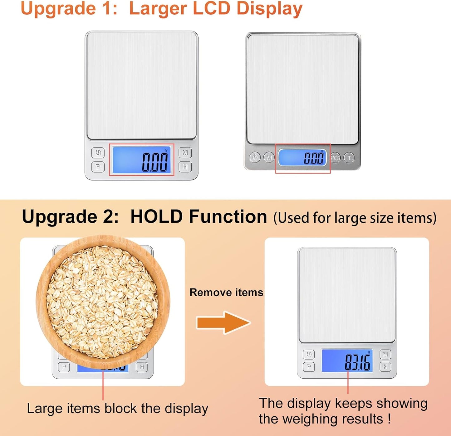BOMATA 0.01g Small Digital Gram Scale, USB Rechargeable, Upgraded 1kg Jewelry Scale with Larger Display and Hold Function, High Precision, Grams and oz for Herb, Coin, Powder, Gold, Yeast, Kitchen