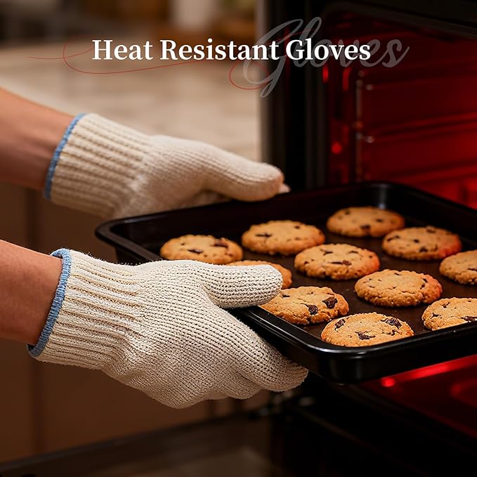 Hovico Heat Resistant Oven Gloves, Ove Glove BBQ Gloves Heat Resistant Cooking - Image 4