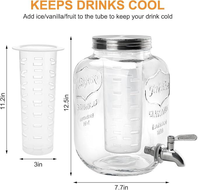 2 Gallon Glass Beverage Dispenser - Image 5