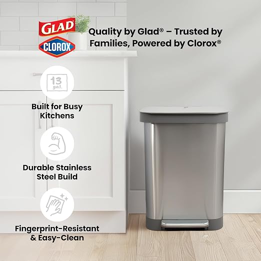 Glad Stainless Steel Step Trash Can, Series 2 - Image 9