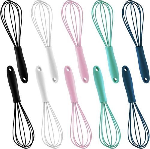 10-Piece Mini Multicolor Silicone Whisks, Heat-Resistant Up to 500°F by LAPXSNZD
