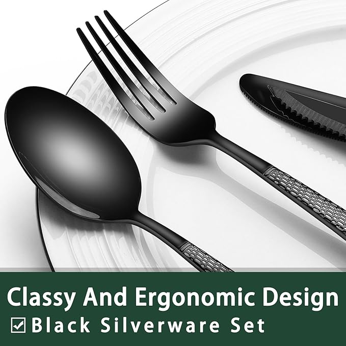 EWFEN 24-Piece Black Silverware Set - Image 3