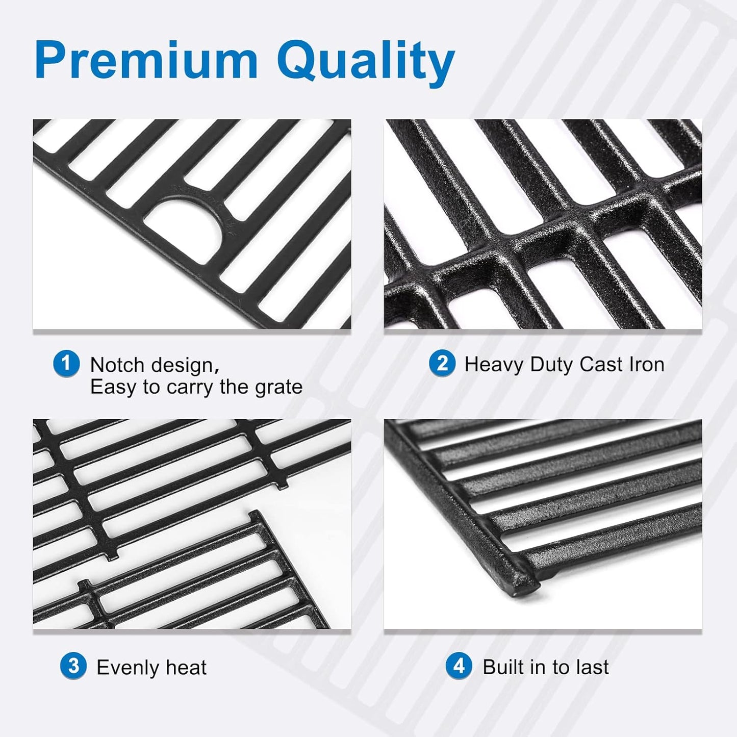 Uniflasy Cast Iron Cooking Grates fits CharBroil 2-Burner 463630021 463655021 463655421 463655621,Grids for Charbroil 463660421 463654022 463660021 463644220 463632320 Replacement Grill Grates