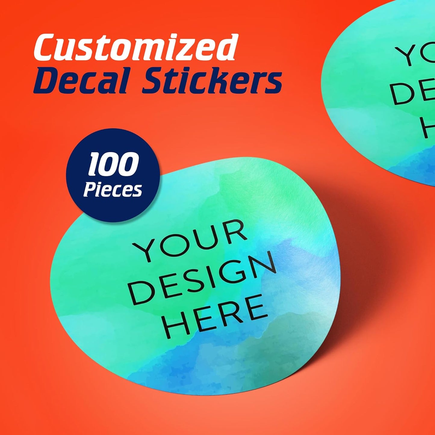 100 Custom Vinyl Stickers - Upload Your own Image, Text, Design, Logo - Personalized Logo Labels for Handmade, Packaging, Bottle, Jars, Candle, Brand Stickers (Blue Green, 4x4)