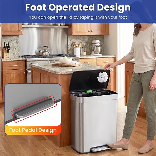 PayLessHere Dual Compartment Recycling Trash Can - Image 3
