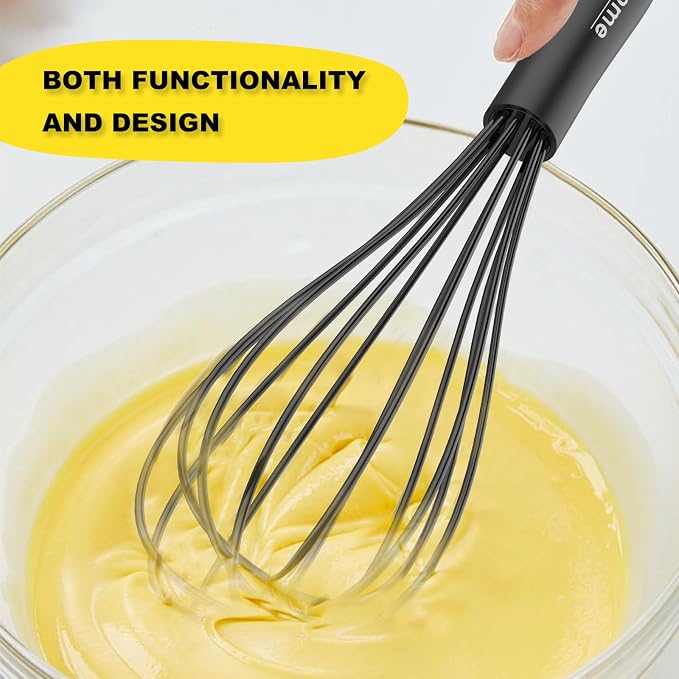 NileHome Silicone Whisk Set 8" 10" 12" Kitchen Whisk Kitchen Wisk Wire Whisks - Image 4
