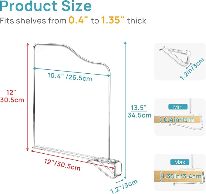 Vtopmart 4 Pack 12in Height Shelf Dividers - Image 2
