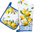 Summer Lemon Oven Mitts and Pot Holders Sets 2Pcs, 100% Cotton Heat Resistant by Arquiel