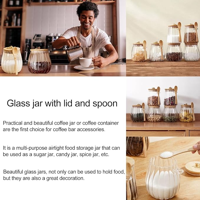 CNWSGEM Sugar Bowls Sugar Container 25.36 FL OZ Glass Coffee Canister Airtight - Image 3
