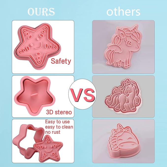 Ocean Cookie Cutters With Plunger Stamps Set, 8 Piece See Cookie Cutters - Image 5