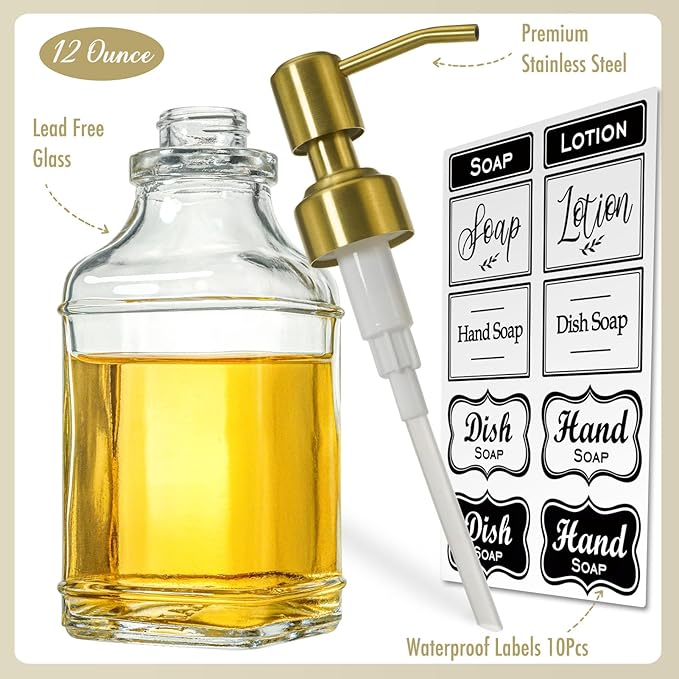 JASAI Antique Square Glass Soap Dispenser - Image 2