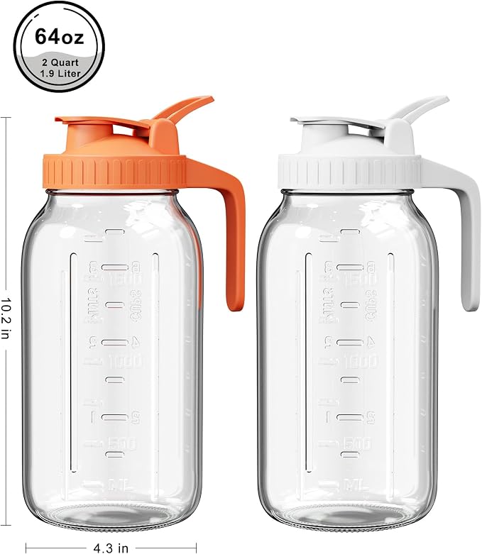 2 Pack Glass Mason Jar Pitcher - Image 2