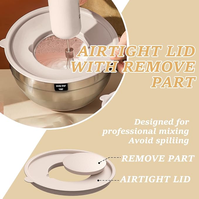 Mixing Bowls with Airtight Lids Set, Non-Slip Bottoms & Kitchen Gadgets Set - Image 5