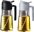 TrendPlain 16oz/470ml Glass Olive Oil Sprayer for Cooking – 2 in 1 Olive Oil Dispenser Bottle for Kitchen Gadgets and Air Fryer Accessories, Salad, BBQ - Black & Ash