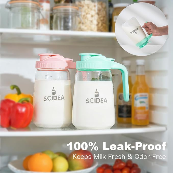 32oz Glass Pitcher with Lid, Heat & Cold Resistant, Leak-Proof Wide-Mouth Milk - Image 5