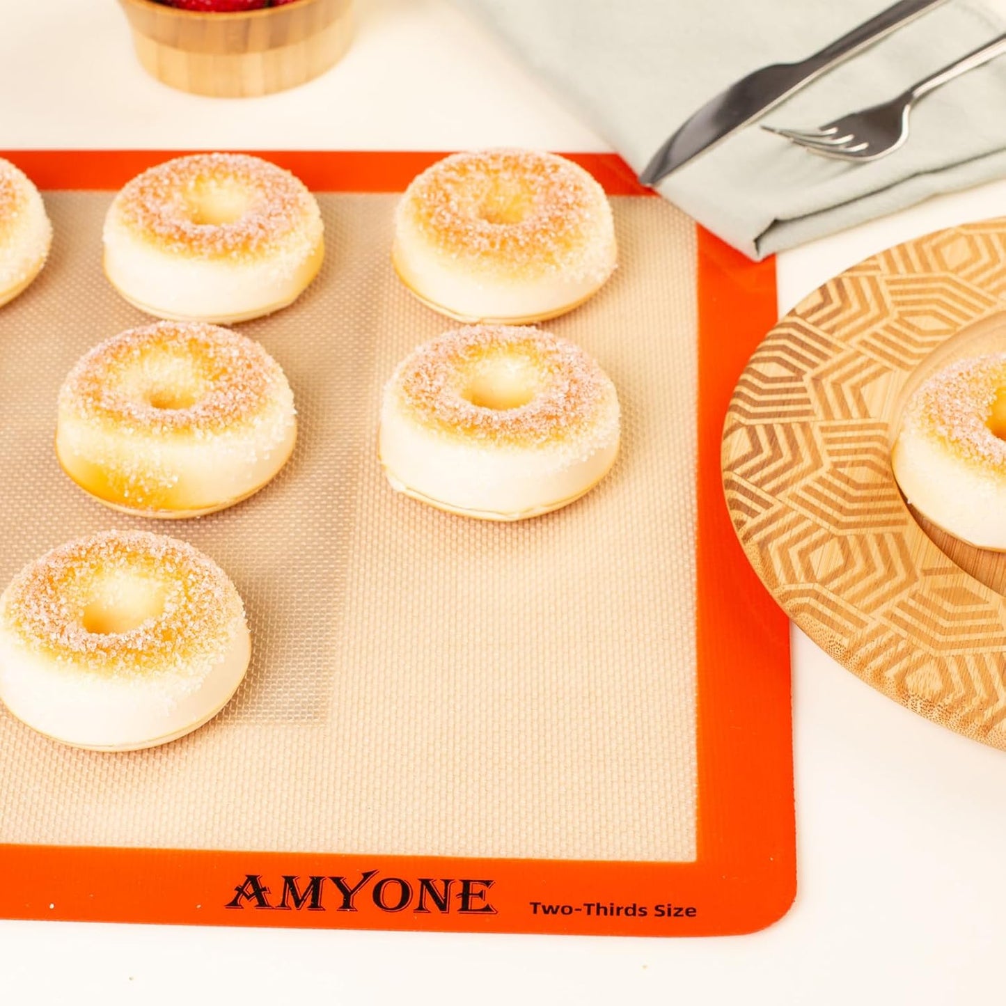 AMYONE Silicone Baking Mats for Two Thirds Size Pan, 2/3 Non-Stick Silicone Baking Sheet Liners for Cookies/Pastries/Chicken/Vegetables, Food Grade Silicone Mat for 15 x 21-inch Big Sheet, 1 PCS