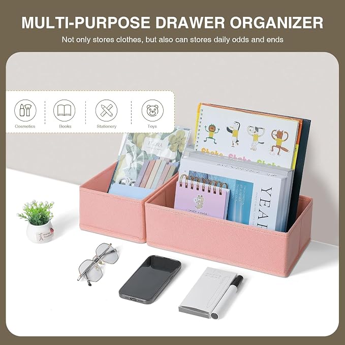 DIMJ Drawer Organizer for Clothing, 18 Pack Fabric Drawer Organizer Bins - Image 6