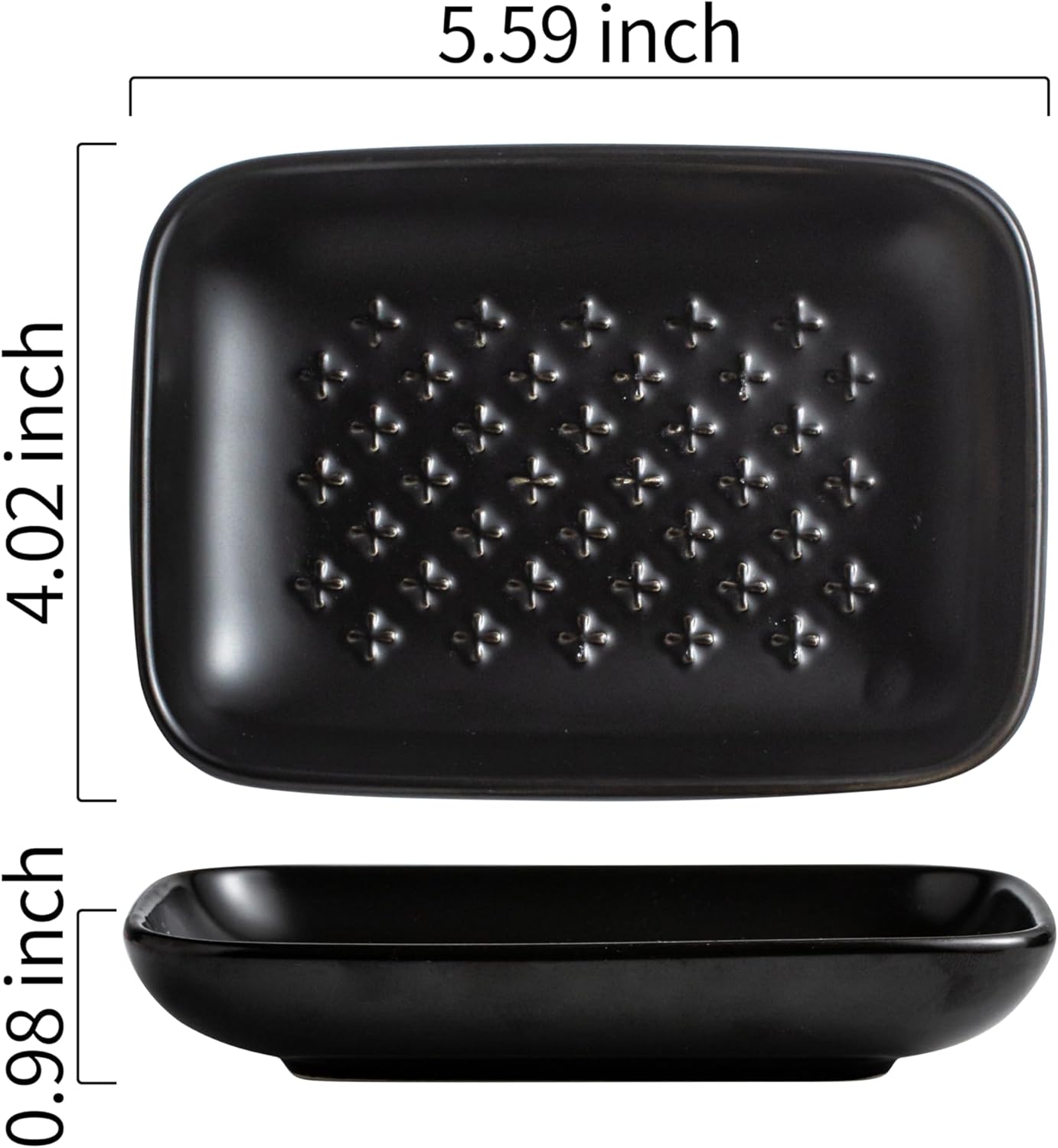 Gomakren Soap Dish, Shower Soap Holder, Ceramic Soap Dishes for Bar Soap Sponge Shampoo, Halloween Soap Saver Tray for Bathroom Kitchen Sink Counter, 5.5 Inch, Black