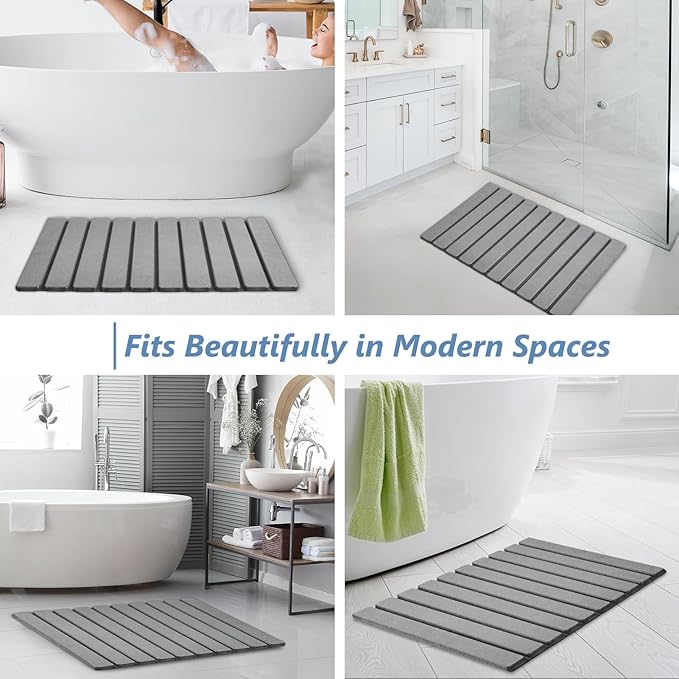 AWW Foldable Stone Bath Mat, Super Absorbent Diatomaceous Earth Mats, Non-Slip - Image 6