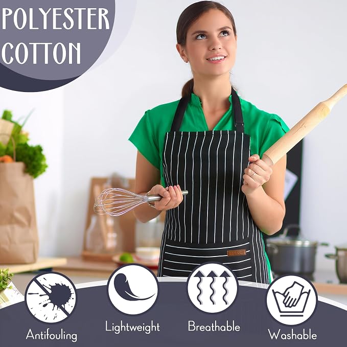 Handepo 12 Pcs Cotton Aprons for Women Men - Image 4