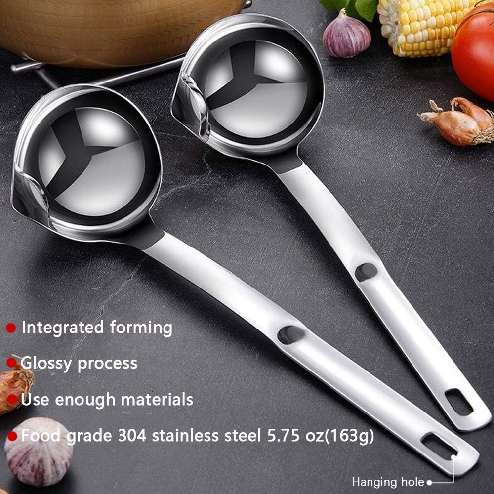 Stainless Steel Oil Separator Soup Ladle Gravy Food Fat Separator Skimmer Spoon Grease Strainer Separater Hot Pot Oil Filter Spoon For Home Kitchen And Cooking,Soup Colander 12 Inch