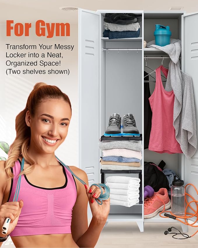 Piffny Locker Organizer Shelf， Adjustable Width and Height, Ideal Locker Shelf - Image 3