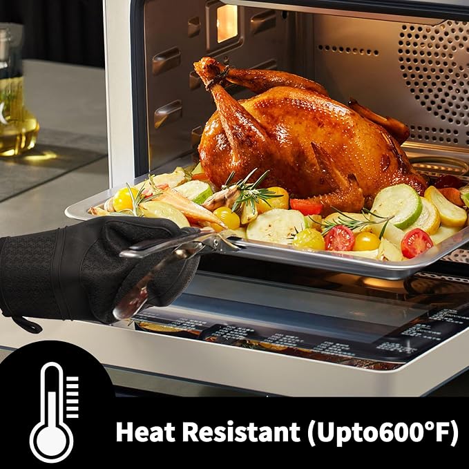Hovico Silicone Oven Mitts, Heat Resistant 500F Kitchen Mitts 2PCS, 11.6" - Image 5