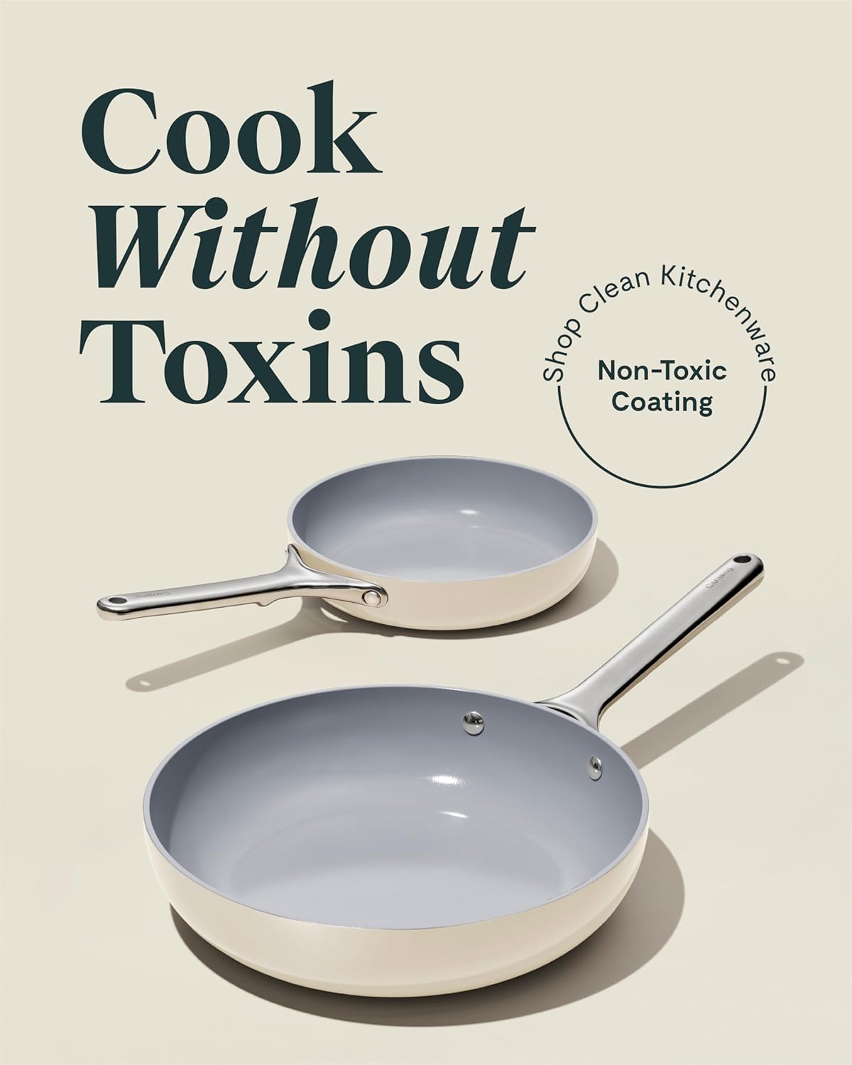 Caraway Fry Pan Duo - Nonstick Ceramic Frying Pan (8" & 10.5”) - Non Toxic, PTFE & PFOA Free - Oven Safe & Compatible with All Stovetops (Gas, Electric & Induction) - Black