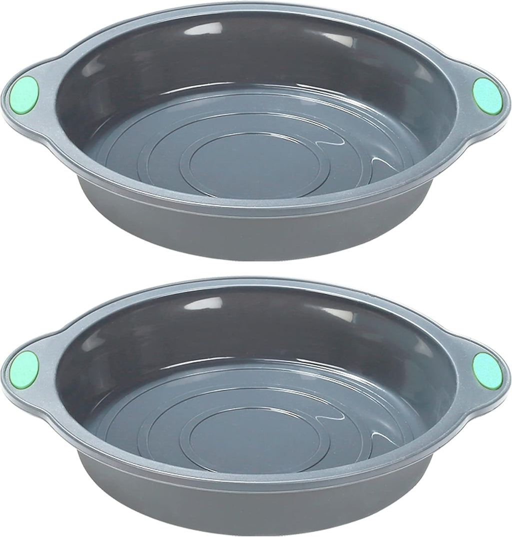 To encounter 9 Inch Silicone Round Cake Pans, 2 Pack Nonstick Silicone Baking Pans Set, Food Grade Cake Molds, with Metal Reinforced Frame More Strength