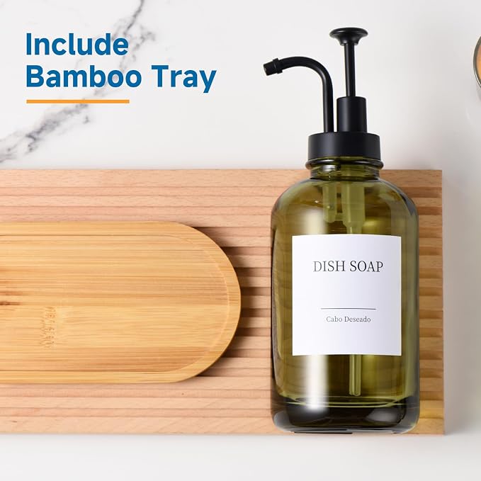 Glass Soap Dispenser with Pump, Dish and Hand Soap Dispenser - Image 4