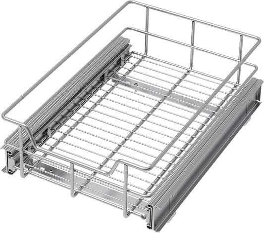 Pull Out Cabinet Organizer 9" W X 17" D, Slide Out Drawers For Kitchen Organizers and Storage, Pull Out Drawers For Cabinets Capacity Heavy Duty Caddy, Cabinet Shelves Chrome-Plated, Bathroom Pantry