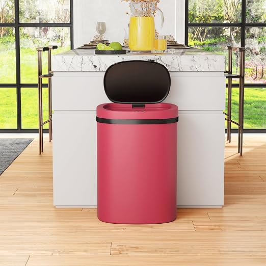 PayLessHere | 13 Gallon Plastic Trash Can | Red | Automatic Touchless Lid - Image 2