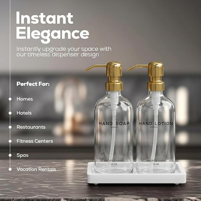Luxury Glass Soap Dispenser Bathroom Set by Brighter Barns - Image 2