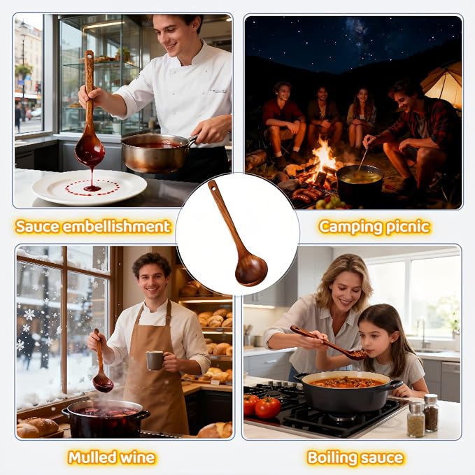 10" Premium Wooden Spoon for Cooking, Natural Teak - Image 8