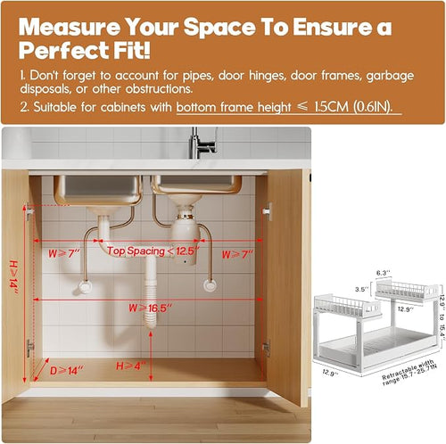 1 Pack-16"-26"W Expandable Under Sink Organizer - Image 2