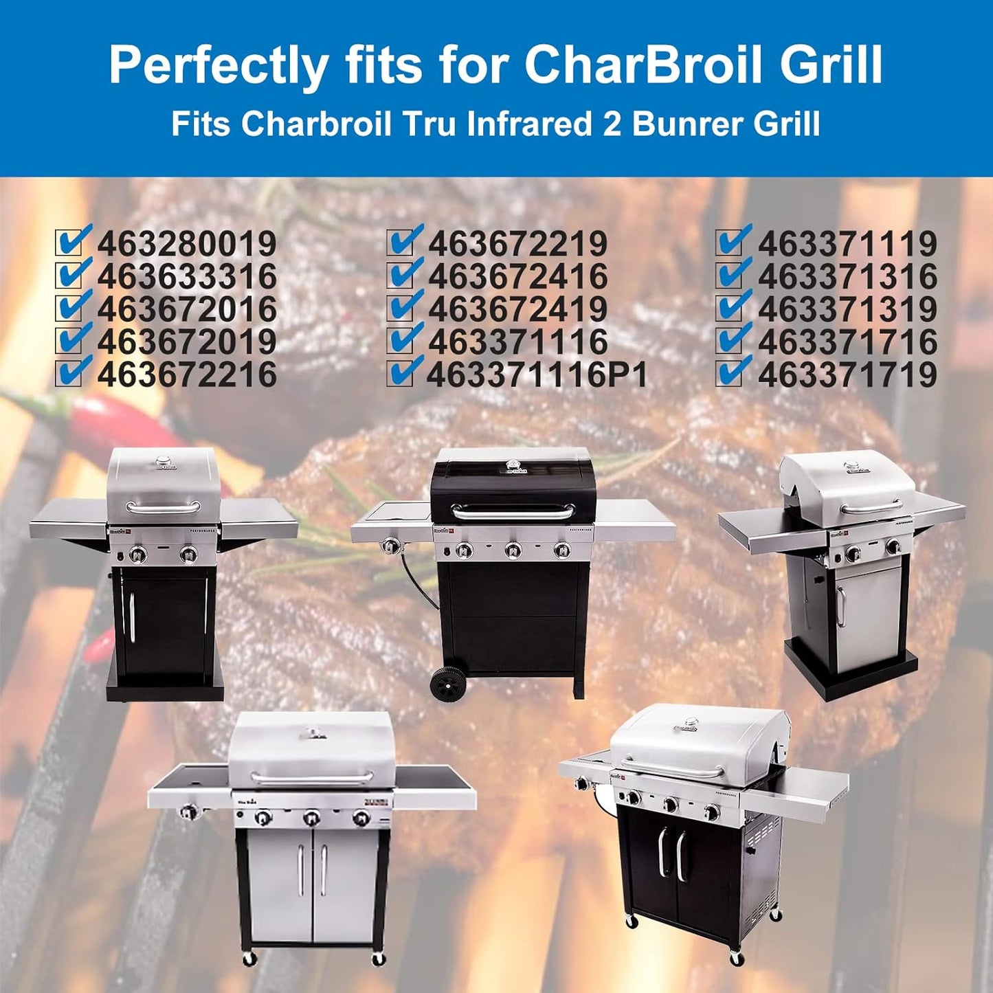 Grill Grates for CharBroil Performance Tru-Infrared 2 Burner 463633316 463672016 463672219 463370719 463672216 Gas Grills, Replacement Parts for CharBroil G460-0500-W1 Porcelain-Enameled Emitter Plate