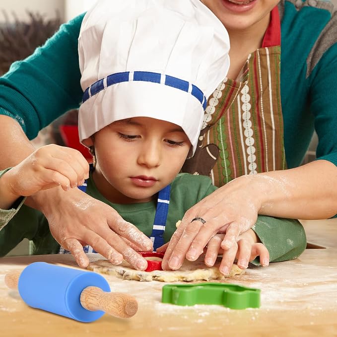 Mini Silicone Rolling Pin for Kids, Non-stick Surface Wood Handle, 9 Inch 12 - Image 4