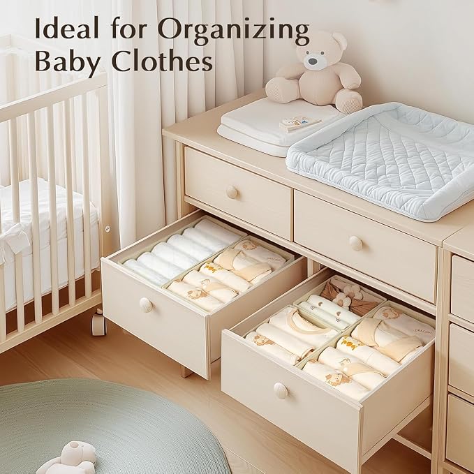 DIMJ Drawer Organizers Clothes, Fabric Closet Organizers and Storage, Shallow - Image 3