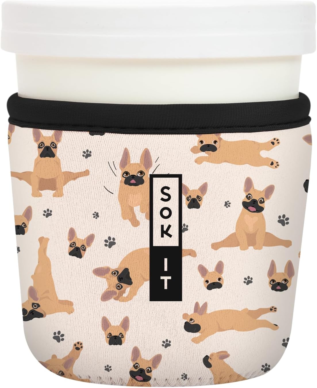 Sok It IceCreamSok Insulated Neoprene Cover (Pardon My Frenchie, Tapered Ice Cream Pints)
