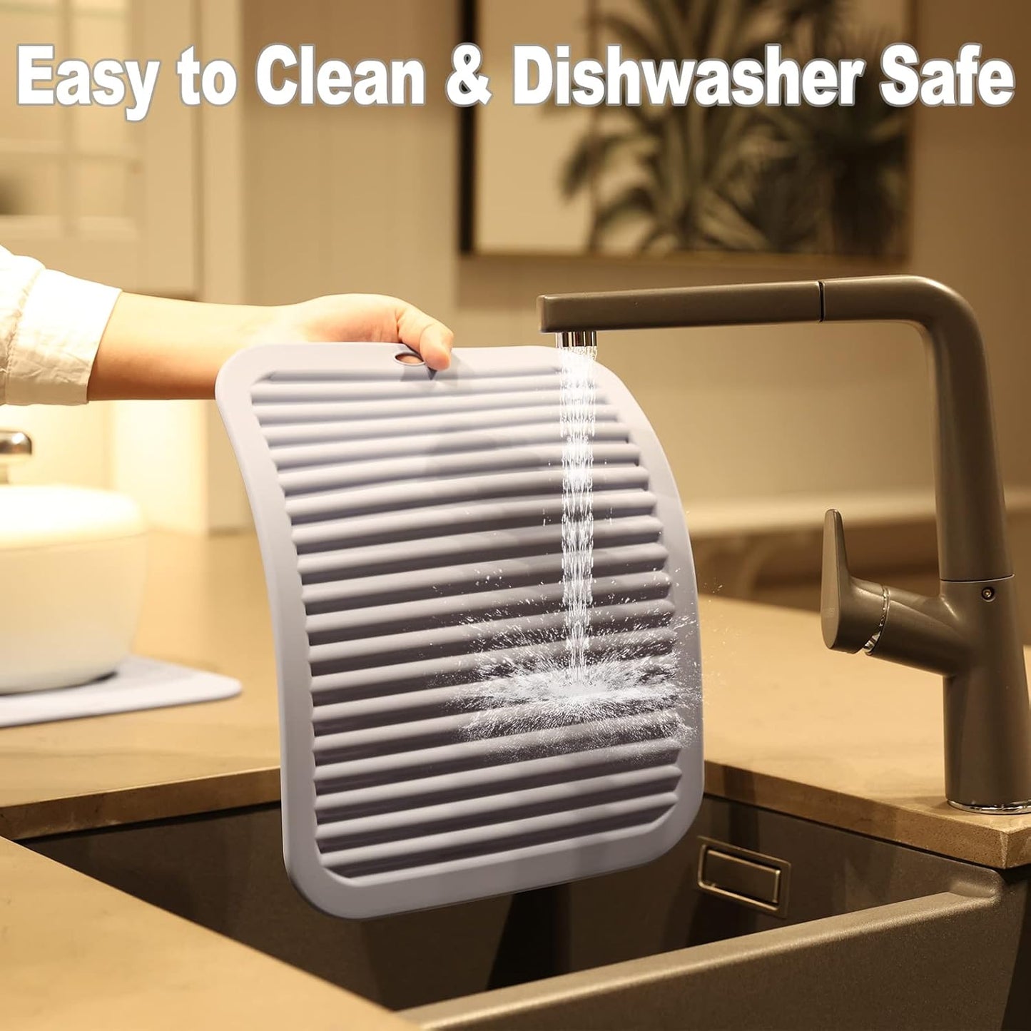 Joyhalo Trivets for Hot Dishes - Hot Pads for Kitchen, Silicone Trivets for Hot Pots and Pans, Hot Plates to Protect Table, Quartz Countertops Heat Resistance to 480°F, Set of 2, Grey