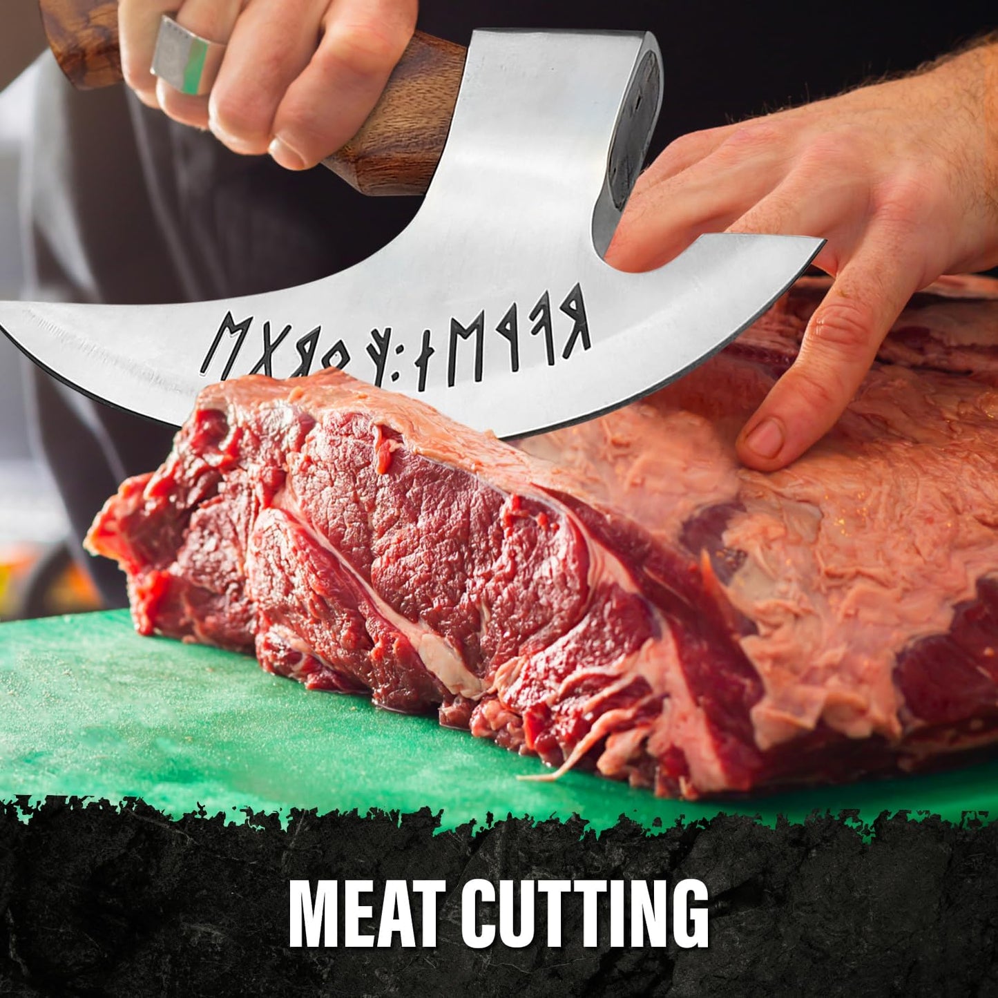 Viking Multipurpose Pizza Axe with Sheath - Rosewood Handle & Heavy Duty Axe Head - Cuts Pizza, Meat & Vegetables