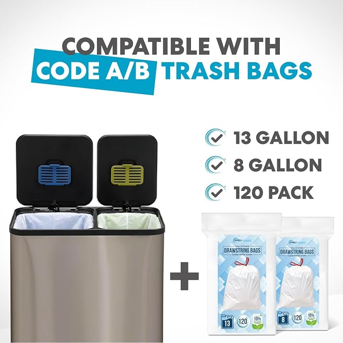 Simpli-Magic 70 Liter / 18.5 Gallon Rectangular Hands-Free Dual Compartment - Image 2
