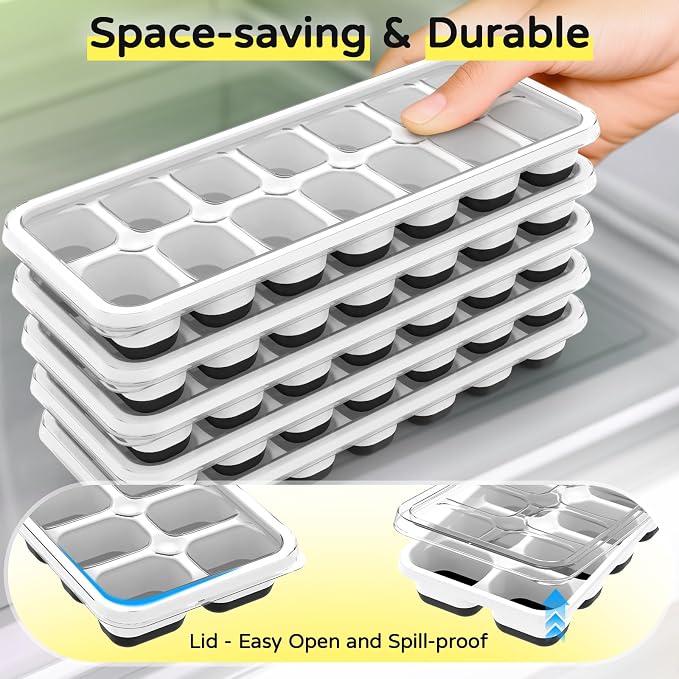 Ice Cube Tray 5 Pack, Stackable Silicone Ice Cube Trays - Image 5