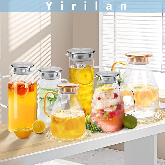Yirilan Glass Pitcher, 2 Liter Water Pitcher - Image 7
