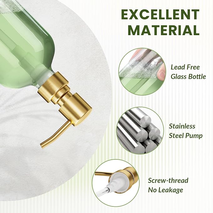 AmazerBath Soap Dispenser, 2 Pack Glass Soap Dispenser - Image 2